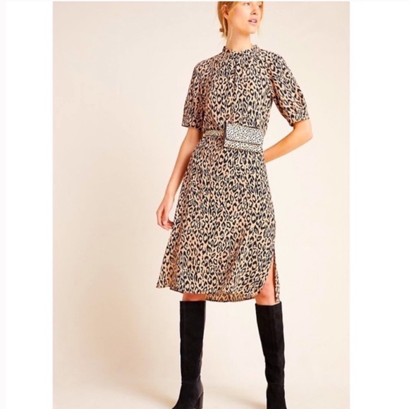 Anthropologie Dresses & Skirts - Anthropologie McKenzie Leopard Mock Neck Dress XS